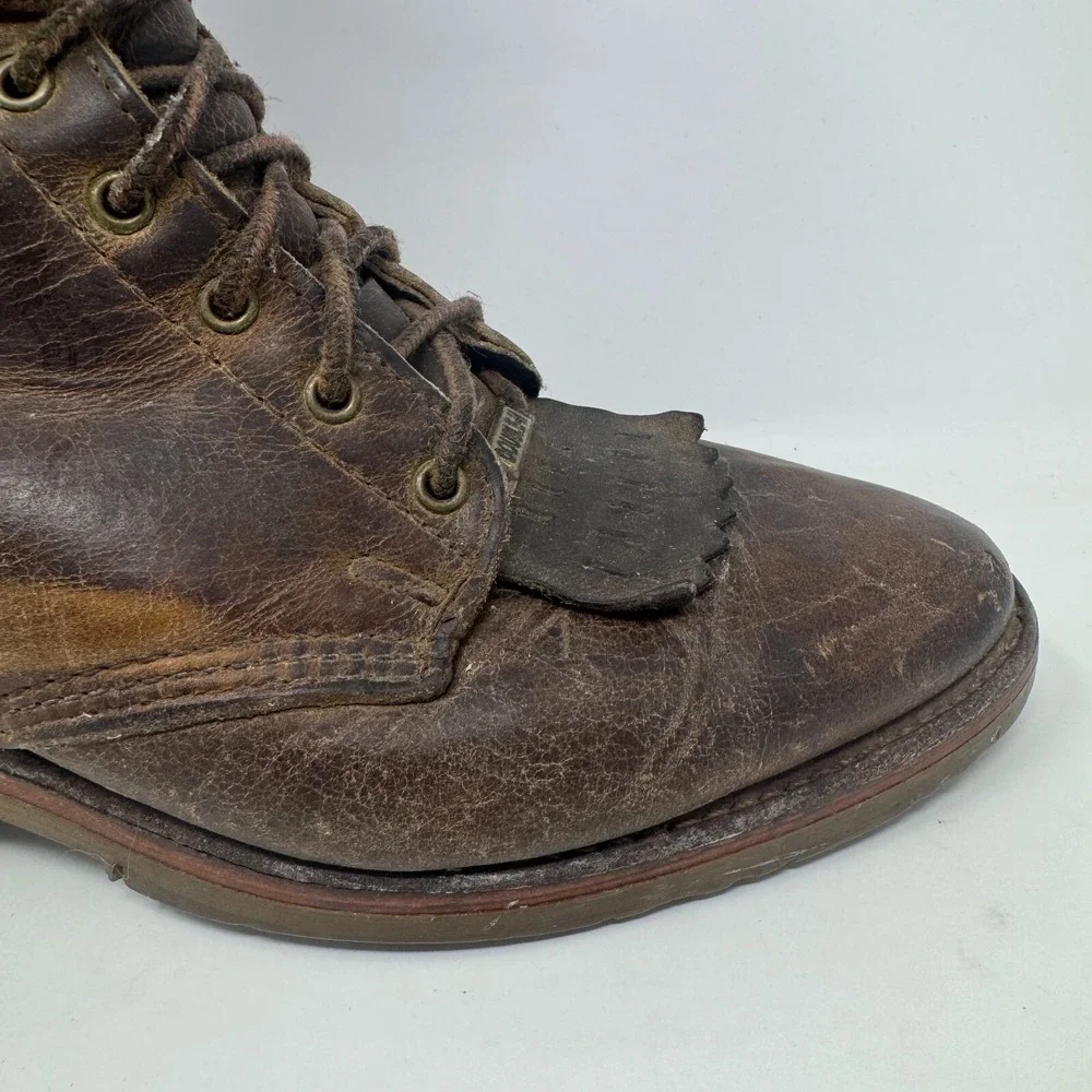 Double-H Lacer Logger Brown Work Boots Round‎ Toe DH9718 Men's Size 8.5D USA